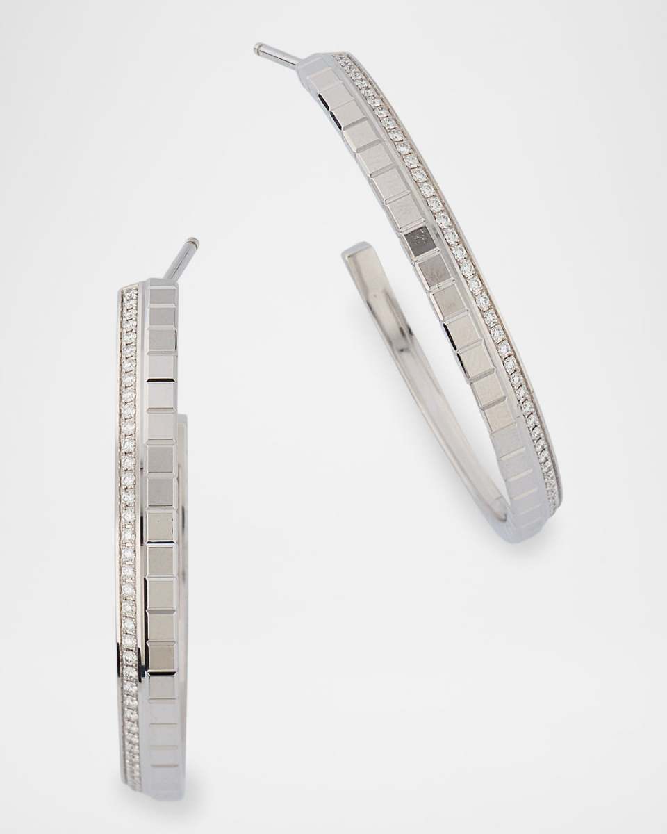 Ice Cube 18K White Gold Diamond Hoop Earrings